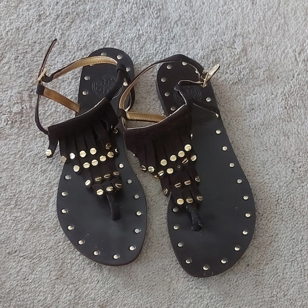 Tory Burch brown suede thong sandals
